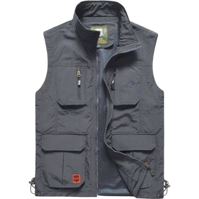 Gilet sans manche multi-poches reporter taille L Large beige