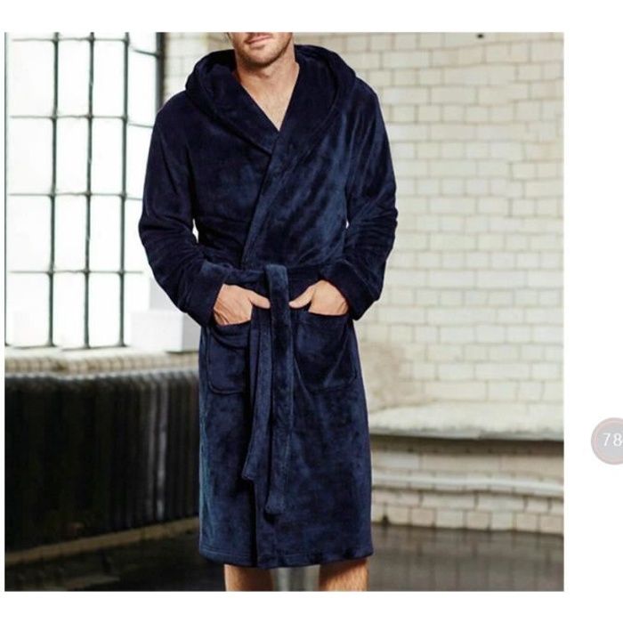 Robe de Chambre Homme Peignoir a Capuche en Polaire Ultra Douce Taille M L XL et 2XL Peignoirs Ultra Doux Cadeau Homme Chic Bleu Cdiscount Pret a Porter