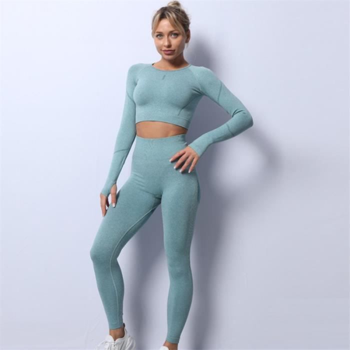 ENSEMBLE DE VETEMENTS DE SPORT Femme confortable Vetements d entrainement de yoga respirants pour l automne et l hiver Vert GJ Vert Cdiscount Sport