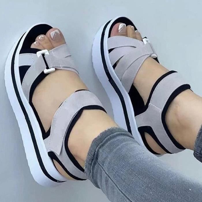 Sandales femmes VITATA Talons hauts Plate forme compensee Gris Gris Cdiscount Chaussures