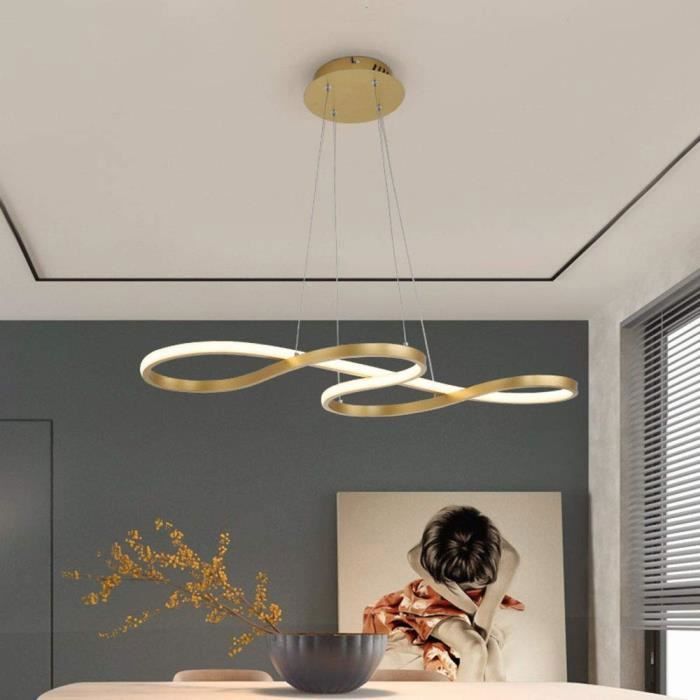 Suspension LED Hofstein – Lustre Plafonnier Doré Et Blanc – Éclairage Moderne Salon