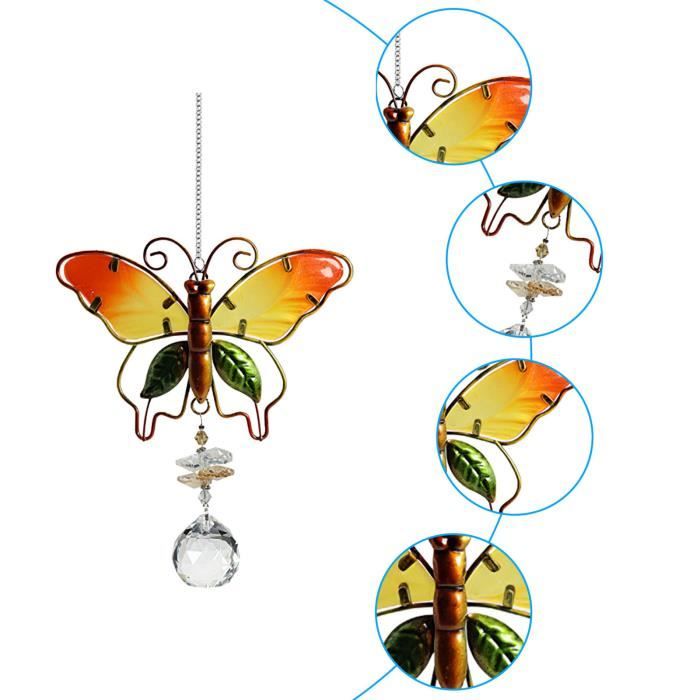 Attrape-soleil Pendentif Papillon En Cristal - Décoration Fenêtre, Mur, Jardin - Effet Arc-en-ciel