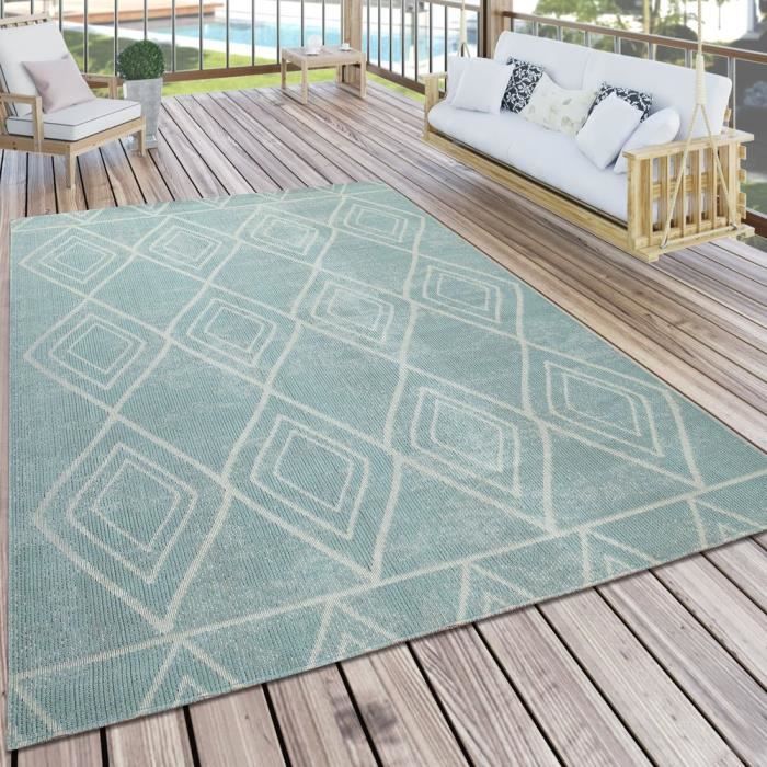 Tapis Terrasse Balcon Bleu Terrasse Exterieur Skandi Design Diamants Motif Vintage Soft 80x150 Cm Achat Vente Tapis Cdiscount