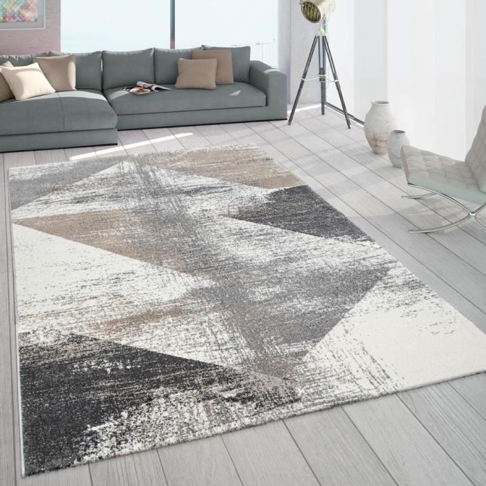 Tapis Frisé, Tapis Poils Ras Pour Salon Avec Aspect Usé Gris [160x230 ...