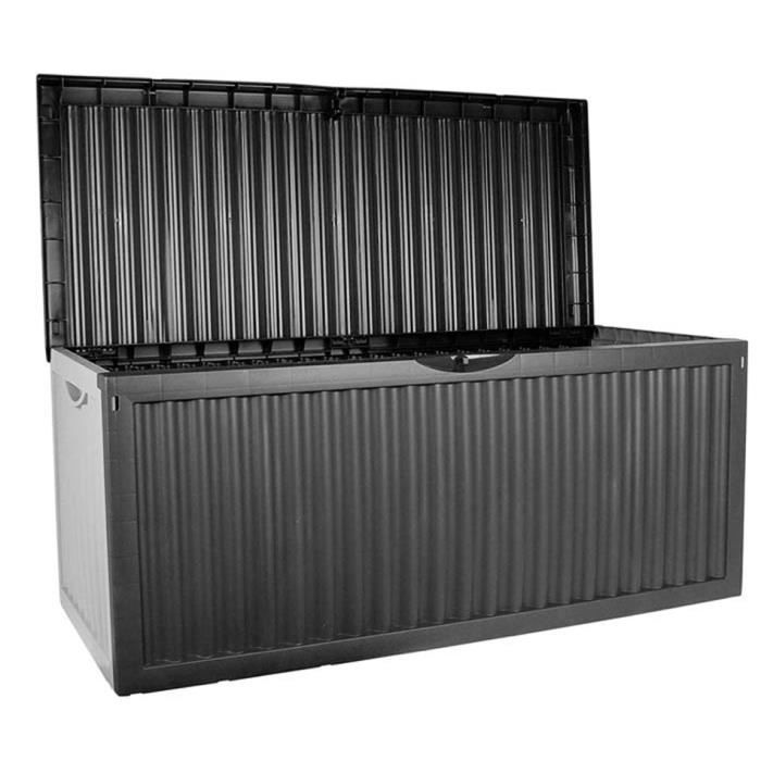 Coffre de jardin en plastique anthracite, L120 x H52x P54 ...