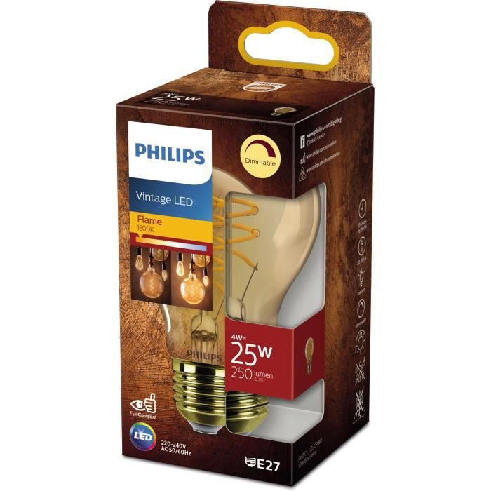 PHILIPS Ampoule LED Standard E27 25W Blanc Chaud Ambré Compatible