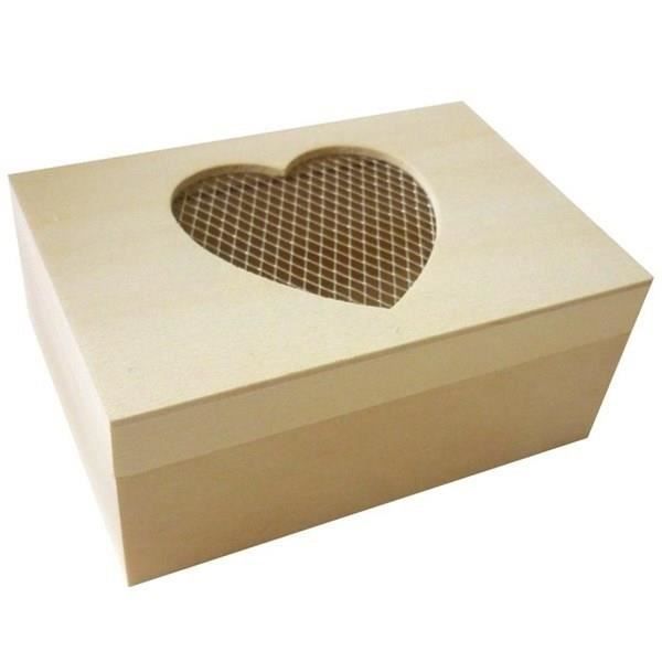 upport à décorer en bois - boîte cœur - 17 x