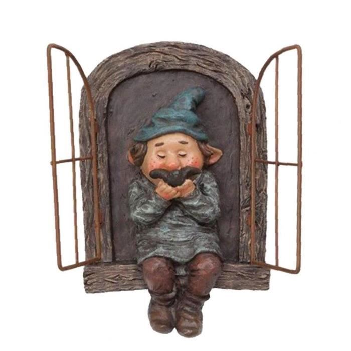 Hieefi Gnome Elf Tree Hugger Résine Miniature Jardin Gnomes