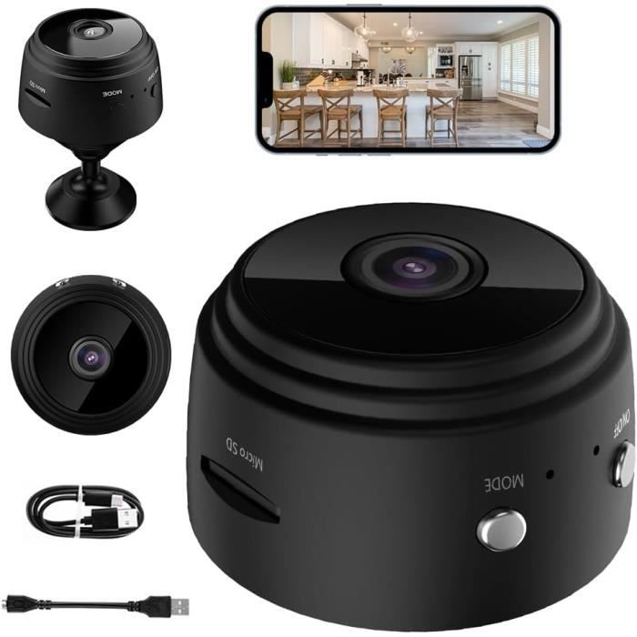 Mini Caméra Espion WiFi 4K - Surveillance Intérieur/extérieur, 80Go, Noir