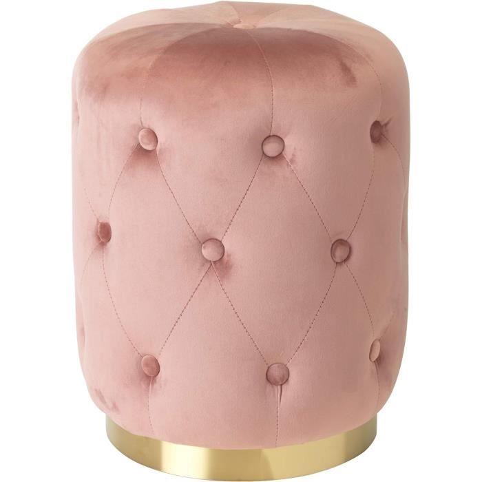 Relaxdays 10025735_49 Tabouret fausse fourrure poils pouf 4 pieds bois