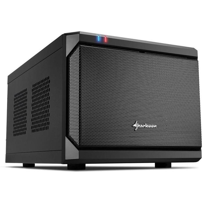 Boîtier Mini-tour – SHARKOON – QB One ITX – Noir – Panneaux en verre – 2 baies internes