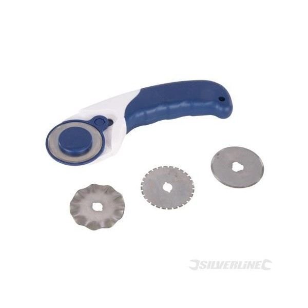 Silverline Cutter Rotatif 3-en-1 Lames de Diamètre 45 mm - Précision et Polyvalence - Idéal pour Loisirs Créatifs - Noir - vue 3