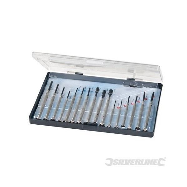 Tournevis de bijoutier assortis - SILVERLINE - Embouts 6 pans - 16 pcs Tournevis de bijoutier assortis - SILVERLINE - Embouts 6 pans - 16 pcs