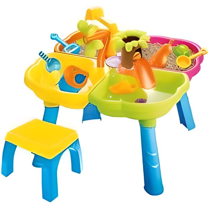 Table Jeux D'Eau Et Sable JONRRYIN Pour Enfants - Avec Accessoires - Jouet D'Extérieur Pour 3-6 Ans - 85x63x42.5 Cm