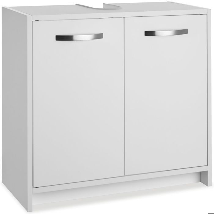 Meuble de salle de bain - TECTAKE - Meuble de lavabo KATALINA avec 2 compartiments et 20 kg de capacité 63 x 31 x 55 cm - Blanc
