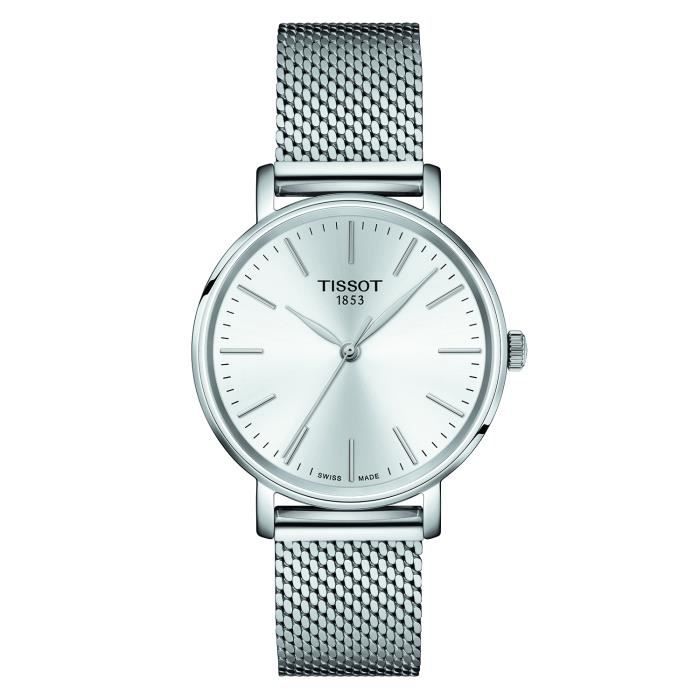 Bracelet acier femme TISSOT Montre femme Tissot Everytime acier milanais Couleur de la matiere Blanc Achat vente montre Femme Adulte Cdiscount