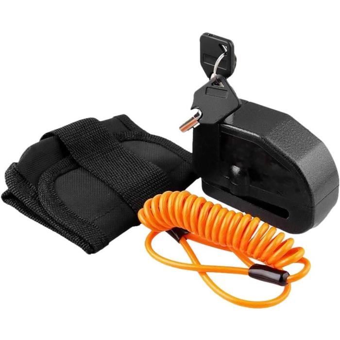ZELENY Antivol Vélo à Alarme 110 DB – Bloc Disque + Câble 1,5 M – Sac De Rangement Et 6 Piles Inclus