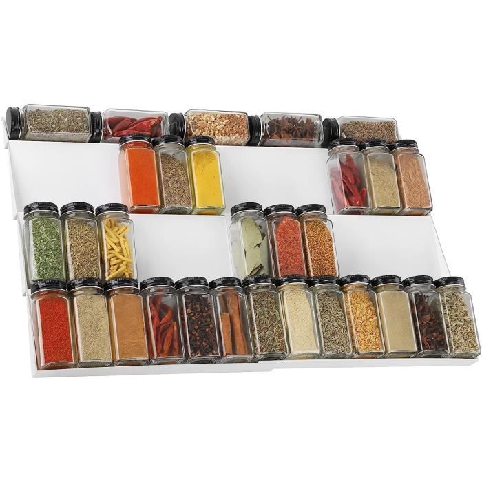 Organisateur à Épices Pour Tiroir MXTIMWAN - Extensible 30-60cm - 4 Niveaux - Plastique Rigide