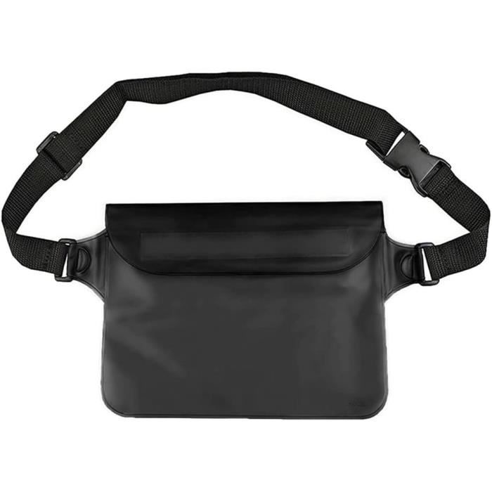 Lot De 2 Sacs Banane étanches – PVC Transparent, Double Fermeture Roulée, Ceinture Réglable 100cm, 22x25cm – Pour Natation, Kayak, Bateau, Pluie