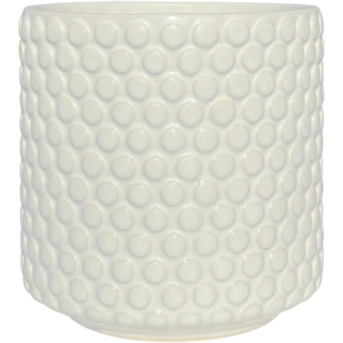 Bloomingville Pot De Fleurs Dot Céramique Blanc - Ø15.5cm - Style Rétro Pour Intérieur