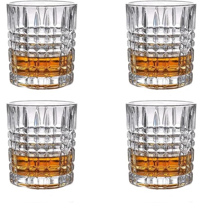 Set De 4 Verres à Whisky En Cristal Sans Plomb KANARS - 260 Ml - Boîte Cadeau - Pour Cognac, Bourbon, Scotch