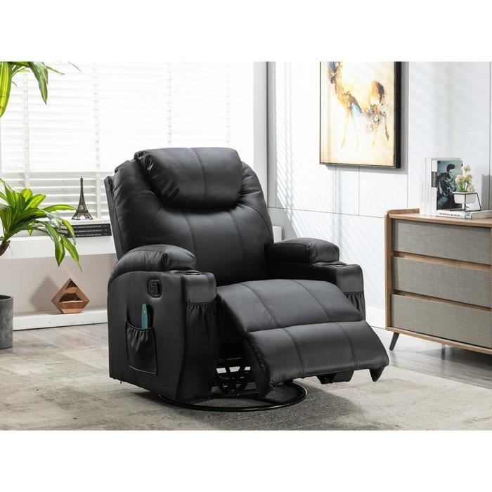 fauteuil massant silvano en simili - noir