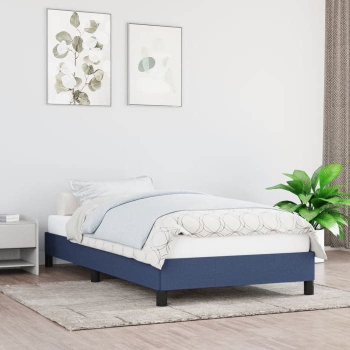 vidaXL Cadre de lit sans matelas bleu 90x200 cm tissu 346694