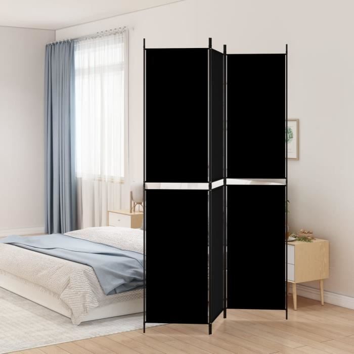 350245 vidaXL Cloison de séparation 3 panneaux Noir 150x220 cm Tissu