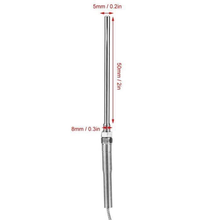 Thermocouple Type K - Sonde Filetée M8, Longueur 150 Mm - Câble 5 M - Plage 0-400°C - Pour Contrôle De Température - 6