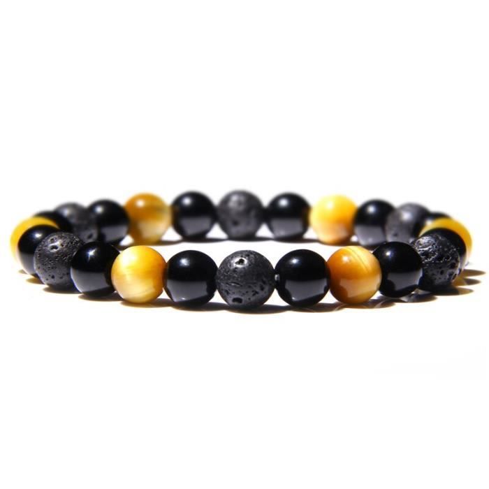 Lot De 3 Bracelets En Pierres Naturelles - Oeil De Tigre, Hématite, Onyx, Sur Mesure Fait Main