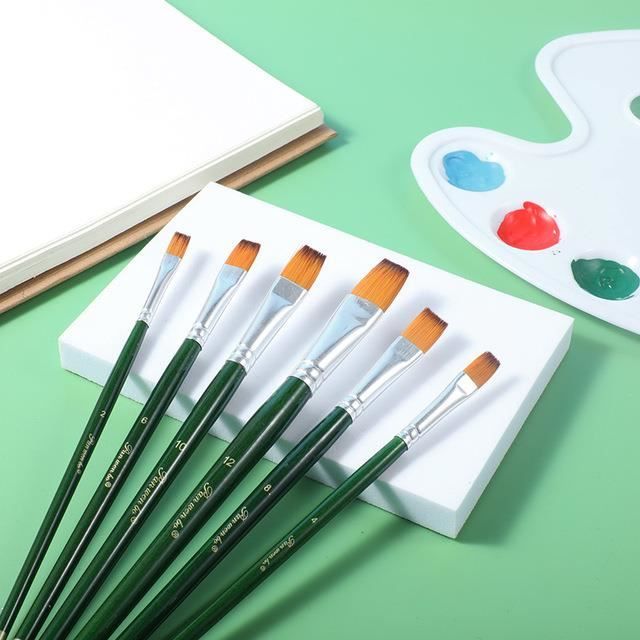 Set De 6 Pinceaux à Peinture Professionnels En Nylon Et Bois - Idéal Pour Acrylique, Aquarelle, Détails Précis Et Grandes Surfaces
