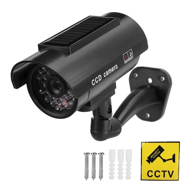 Caméra factice à énergie Solaire, Fausse caméra à énergie Solaire, caméra de sécurité factice réaliste étanche CCTV, avec lumi HB058