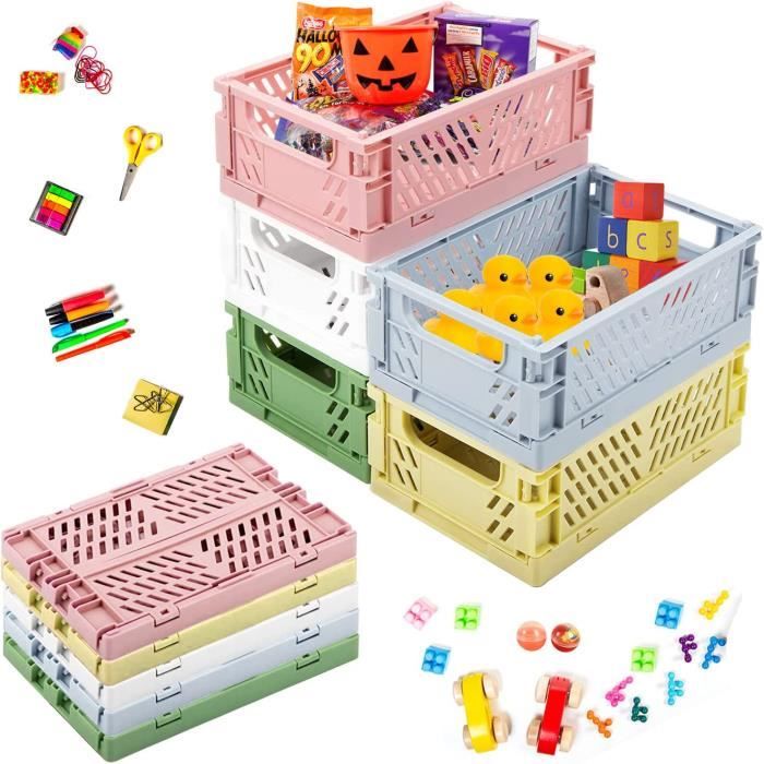 Lot De 3 Caisses De Rangement Pliantes En Plastique - Paniers Plats Pour Vêtements, Jouets, Garage