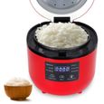 YOSHI Desugar Cuiseur à riz électrique intelligent  Diverses fonctions cuillère et gobelet doseur inclus capacité de 2L rouge-1