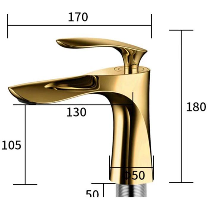 Lababo Label Robinet de lavabo pour salle de bain Mitigeur en laiton Fini or chrome ...