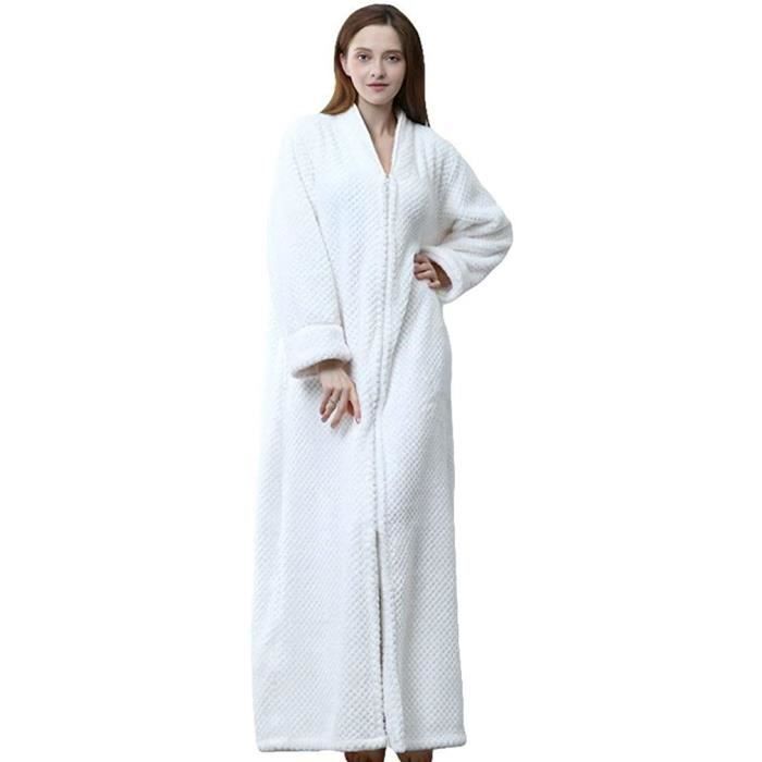 Femme Peignoir de Bain Long Robe de Chambre Grossesse Hiver Zipp