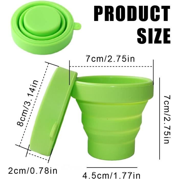 6 Tasses De Voyage Pliables XSEXO En Silicone - 200ml Avec Couvercle Et échelle Mesure, Idéal Camping
