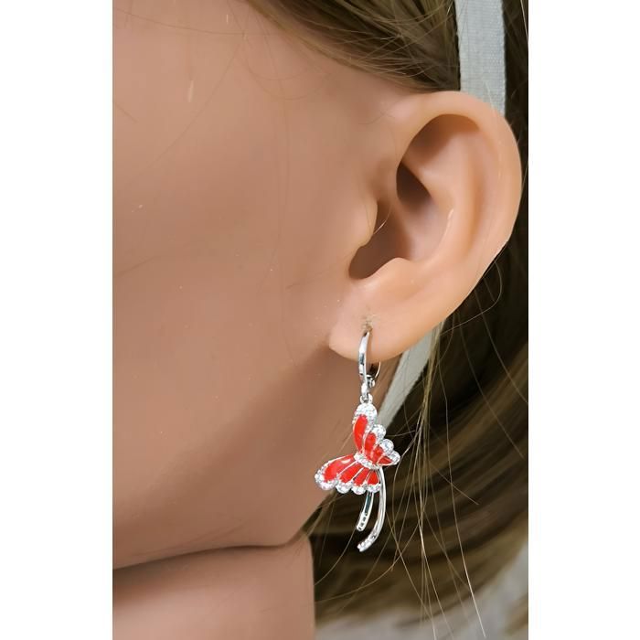 Boucles D'oreilles Papillons Argent 925 Et Ambre - Jewellerybox