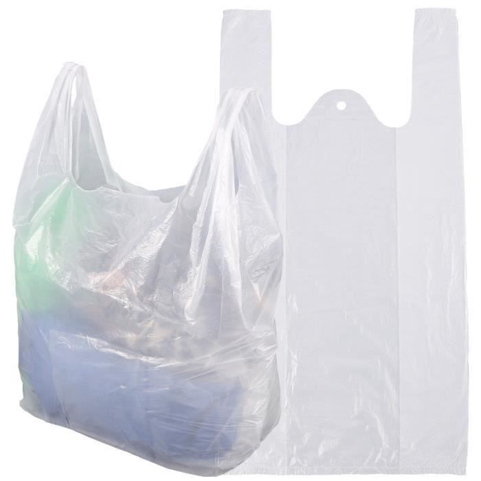 LOT 120 SACS BRETELLE PLASTIQUE SACHET BLANC 35cm 50cm