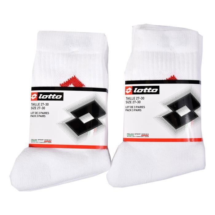 LOTTO - Pack de 3 chaussettes - blanche Couleur Blanc Pointures 43-46