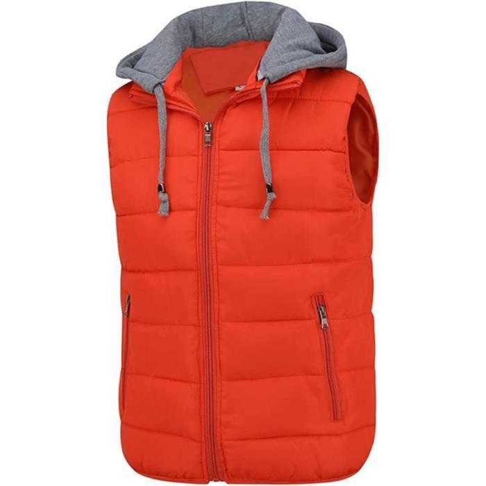 Gilet Sans Manches Matelassé Homme - Doudoune Rembourrée Avec Capuche Et Poches - Pour Chasse, Camping, Randonnée Hiver