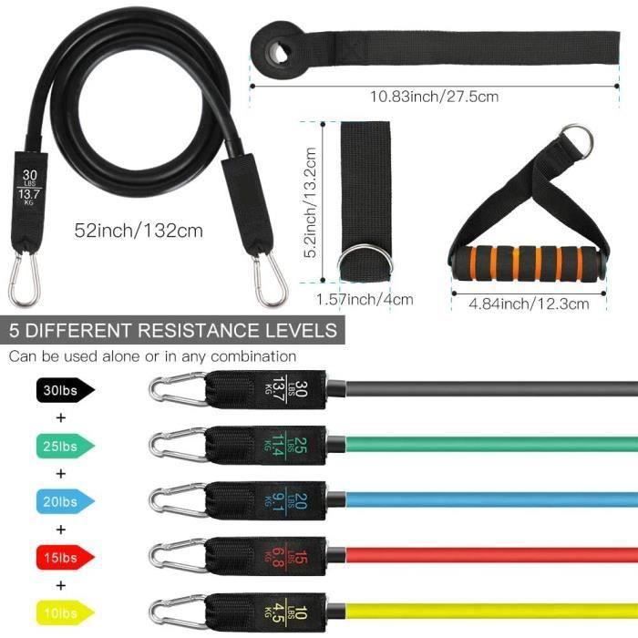 Bande Élastique De Pilates SCJJZ Avec Ancre De Porte – Résistance Réglable, Fitness Yoga, Étirement, 1 Pièce Noire