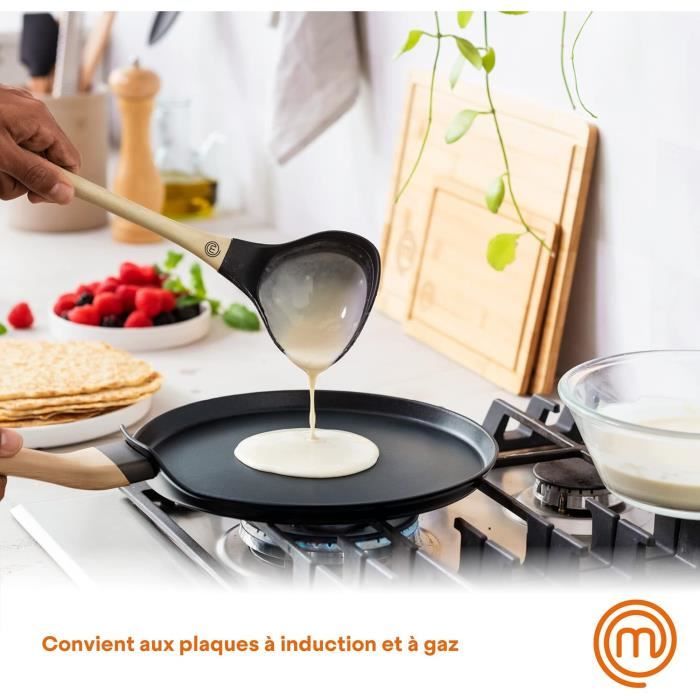 Master Chef Poêle à Frire Tout Feux, Induction, Gaz, Ceramique et Plus, Antiadhésive, Revêtement Anti-Dérapant, Poignée Ergonomique, en Aluminium, Lavable au Lave-vaisselle, 28cm, Noir