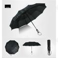 TD® Parapluie anti-retournement baleines ultra résistante fonction antivent - Ouverture et Fermeture Automatique - Couleur noir-2