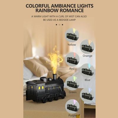 Diffuseur D'huiles Essentielles En Forme De Train – 300 Ml – Lumière LED Bicolore – Télécommande – Pour Chambre, Bureau – Design Bronze