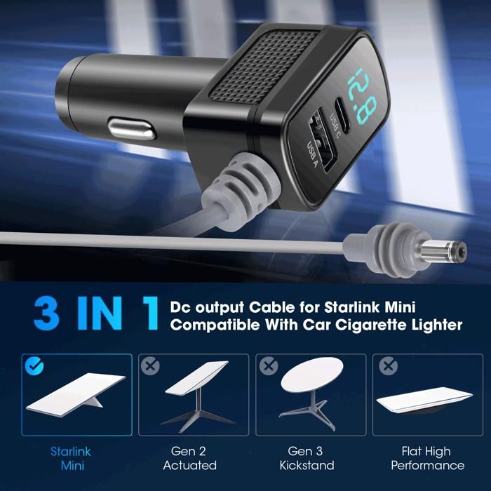 Câble D'alimentation Portable 5m Pour Starlink Mini - 12V/24V DC, Puissance Max 100W, Chute De Tension Minimale