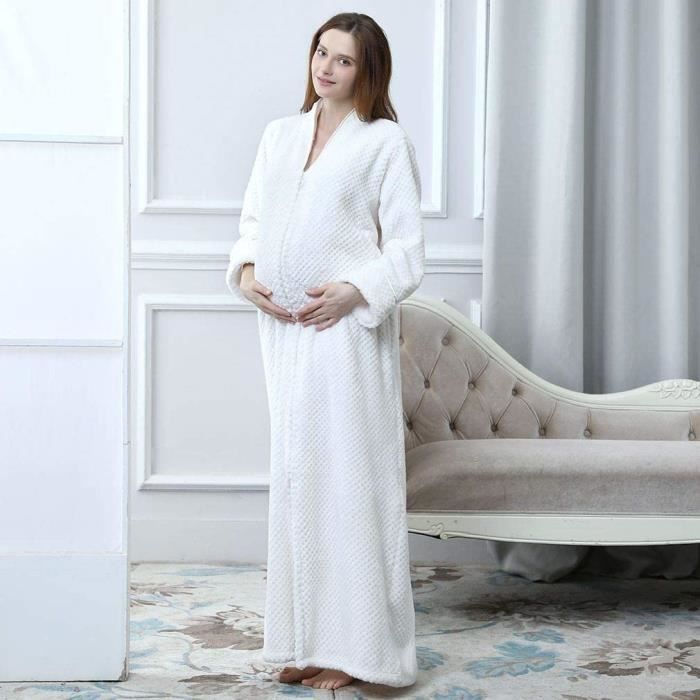 Femme Peignoir de Bain Long Robe de Chambre Grossesse Hiver Zippe Moderne A546 Cdiscount Maison