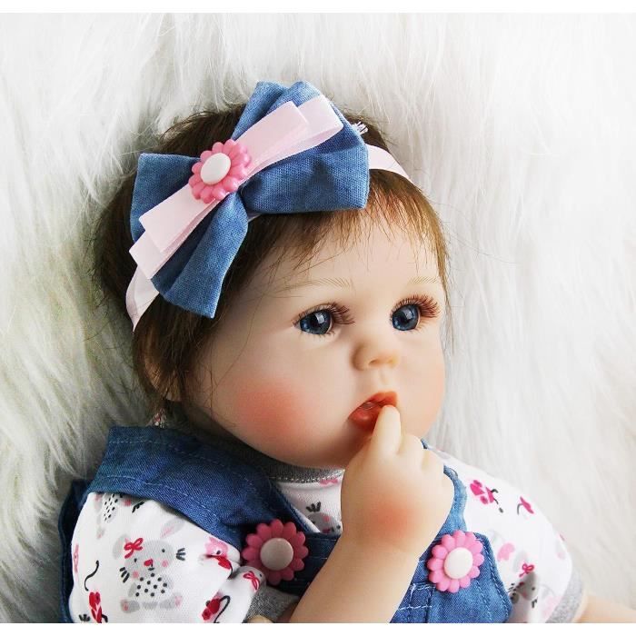 ZIYIUI 22 Pouce 55cm poupée Reborn Fille Silicone Bebe realiste Baby Vrai  Poupon Garcon Yeux Ouvert Dolls magnétique Nouveau-né bébé Enfant Toddler
