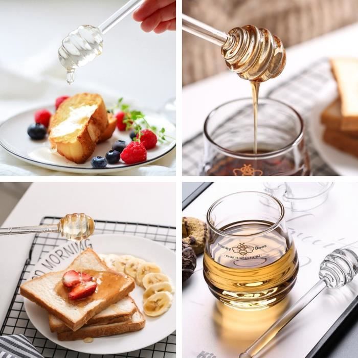 Lot 6 Cuillères à Miel Et Confiture Acier Inoxydable - Cuillères Rondes, Spirales & Droites - Pratiques & Élégantes