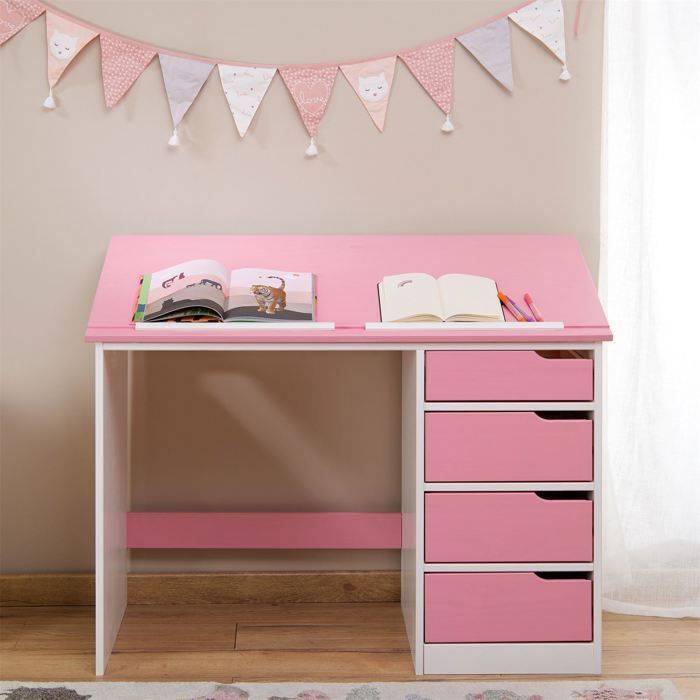 Chicos Mon Pupitre Extensible Bureau Enfant Fille Avec Tiroir +24 Mois - Siège Et Repose-pieds